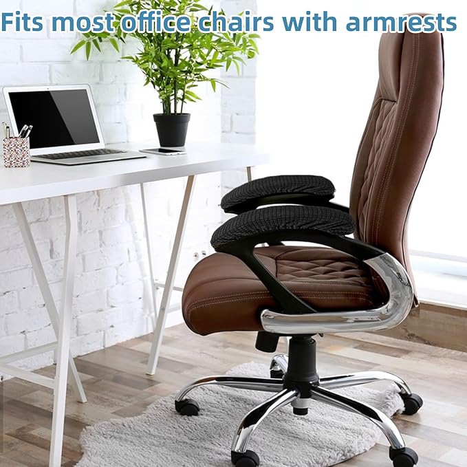 Office Chair Armrest Covers Set of 2, Stretch Armrest Protectors for Desk Chair, Removable Washable Arm Covers, Black