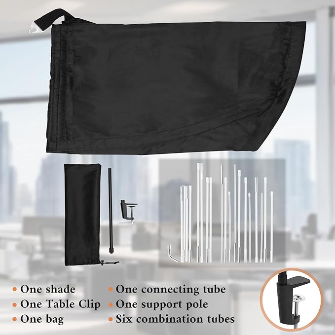 P Polerden Office Cubicle and Desk Shade Adjustable Cubicle Shade Black Leaf，The Original Cubicle and Desk Shade