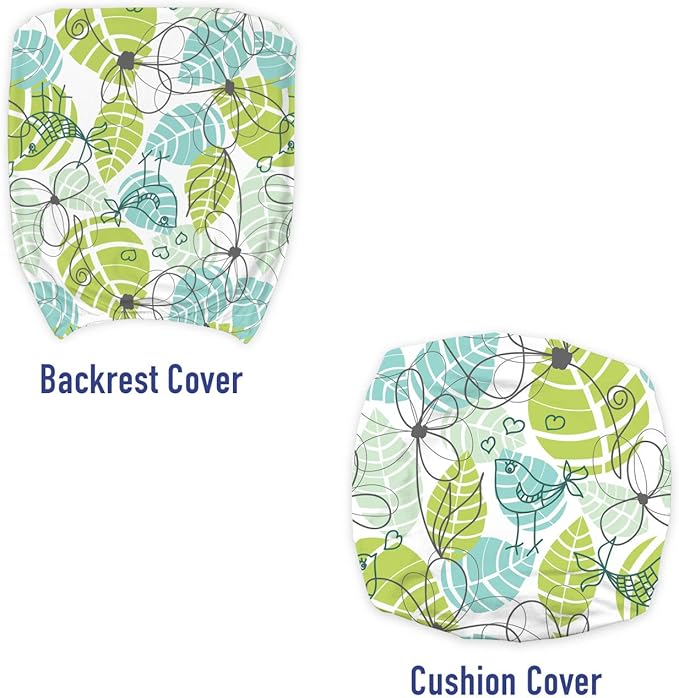 Ambesonne Leaves Office Chair Slipcover, Doodle Birds and Flowers with Foliage Hearts Ornamental Print, Protective Stretch Decorative Fabric Cover, Standard Size, Charcoal Dimgrey