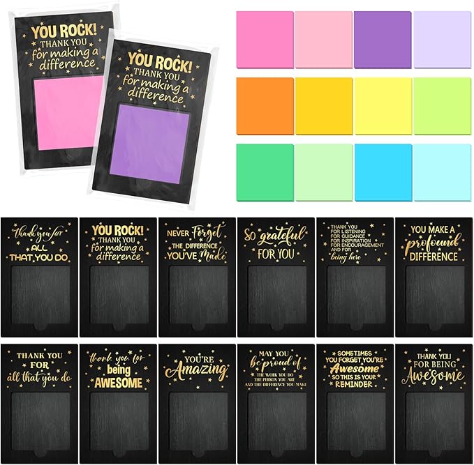 Motipuns 72 Pcs Nurse Appreciation Week 2026 Gifts Inspirational Sticky Note Pad Holder Office Mother's Day Thank You Gifts Team Work Sticky Notes OPP Bag for Teacher Volunteer Coworker Staff SLP