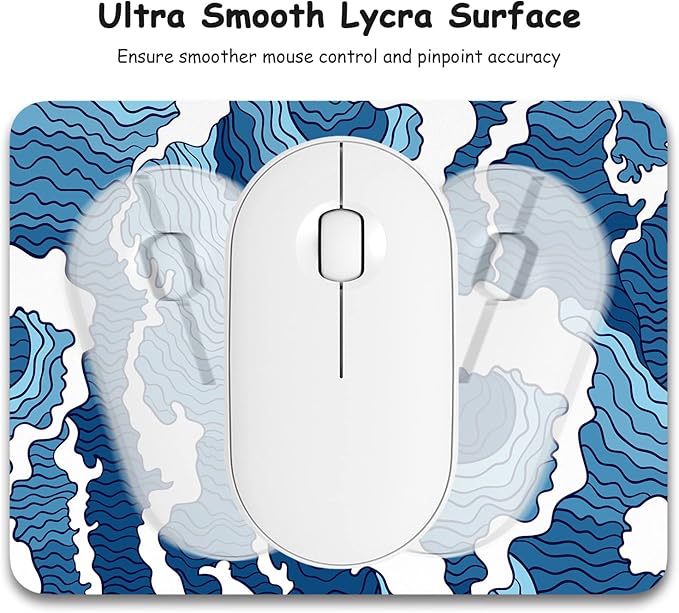 Dapesuom Small Mouse Pad, 6 x 8 Inch Thick Rubber Premium-Textured Non-Slip Portable & Washable Mini Mouse Mat for Women Men Wireless Laptops Keyboard Tray Gaming Work Computer Office Travel, Waves