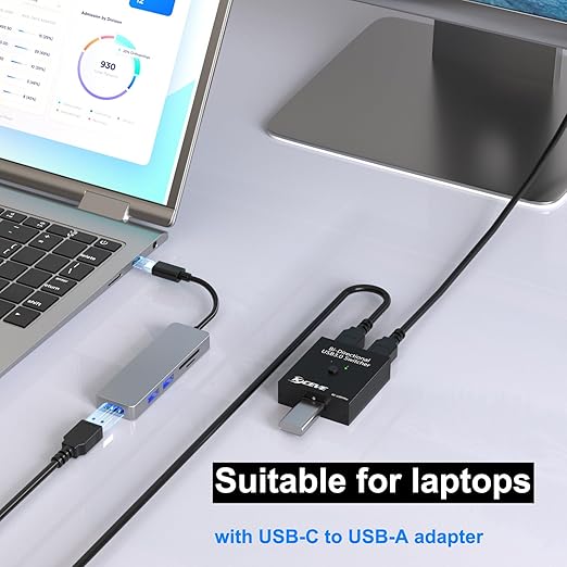 USB 3.0 Switch Selector, Bi-Directional USB Switch 2 in 1 Out / 1 in 2 Out, MLEEDA USB3.0 Switcher for 2 Computers Share Keyboard Mouse Scanner Printer