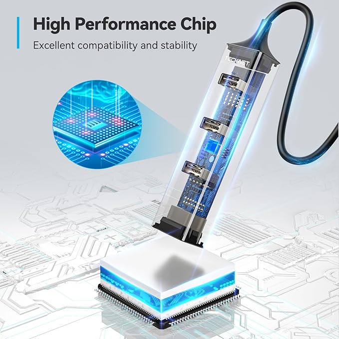 TECKNET USB C to Ethernet, Aluminum 3 Port USB 3.0 Hub with RJ45 10/100/1000 Gigabit Ethernet Adapter Converter LAN Wired Network Adapter for Laptop