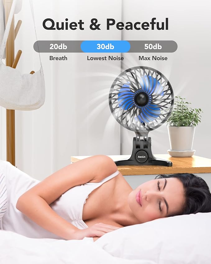 AaoLin USB Desk Fan, Small Fans with CVT Variable Speeds, Strong Cooling Airflow, Quiet Portable, Desktop Mini Personal Table Fan for Room, Home, Office, Bedroom, Blue Black