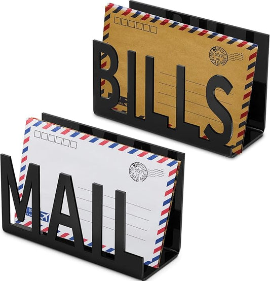 2 Pcs Mail Bill Organizers Holders for Desk Mail Holder Countertop Hollow Sorter Letter Decorative Bill and Desk Vertical Envelope Holder