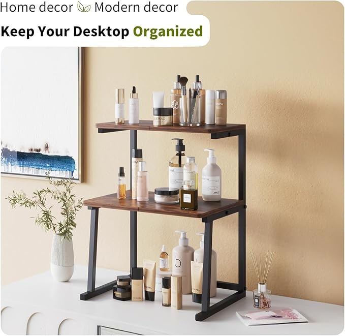 3-Tier Desktop Printer Stand, Universal Size Printer Shelf Organizer with Wide Platform, Heavy-Duty Multi-Purpose Office Desk Shelves for Home Office Organization