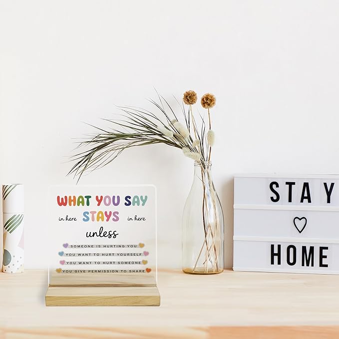 Counselor Office Decor Sign, Mental Health Acrylic Plaque Gifts for Women Coworker