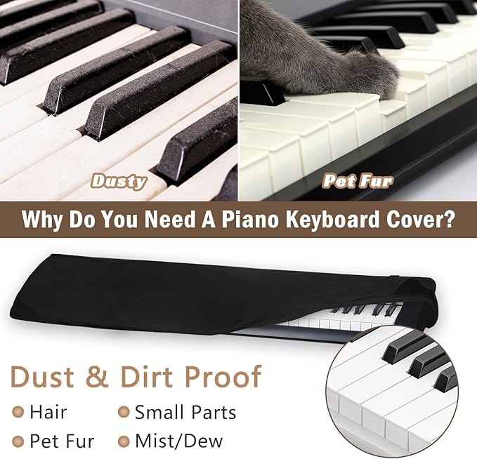 Piano Keyboard Dust Cover 61 Keys, Digital Electronic Piano Keyboard Covers, Thickening Full Covering Soft and Premium Surface, Essential Accessories to Protect Your Music Piano