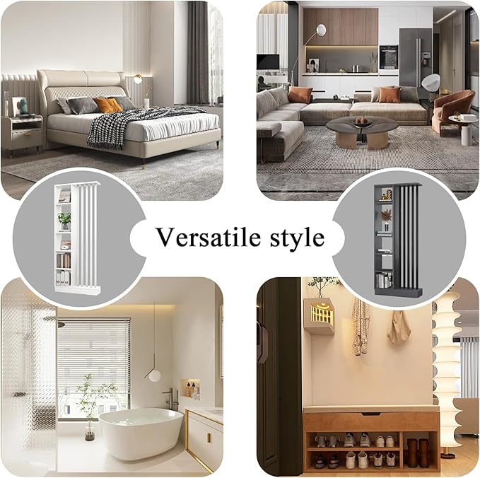 Room Divider with Shelves, Entrance Hall Partition Screen Column Floor to Ceiling - Freestanding Room Divider with Storage Shelf, Freestanding Decor for Bedroom (A White + White, 31.5in / 80cm)