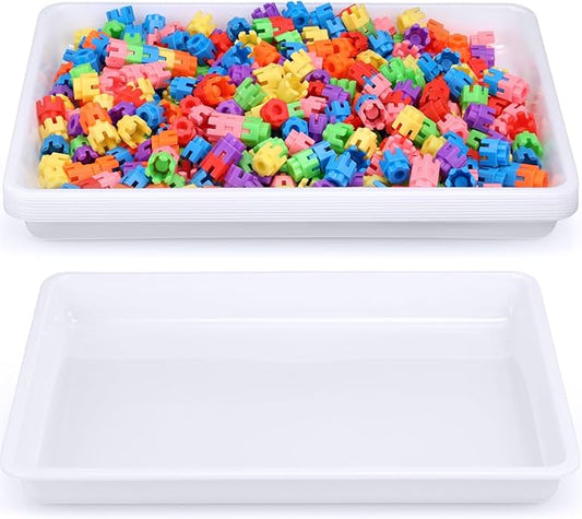 Hoteam 5 Pcs Paper Trays for Classroom Plastic Storage Bin Tray Bulk Stackable File Organizer for School Office Teacher Book Organization Supplies(White,16.14 x 11.81 x 1.38 Inch)