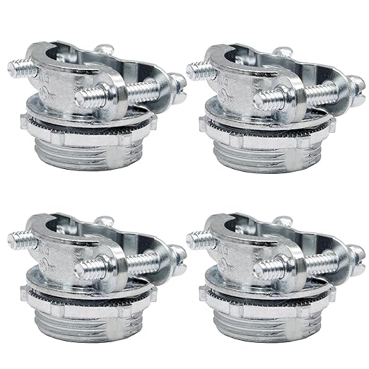 Bonsicoky 4 Pcs 3/4 Inch Clamp Type Cable Connectors - Zinc Alloy Clamp Cable Connector Fittings for Metallic Conduit Protect Electric Wires Electrical Box Cables