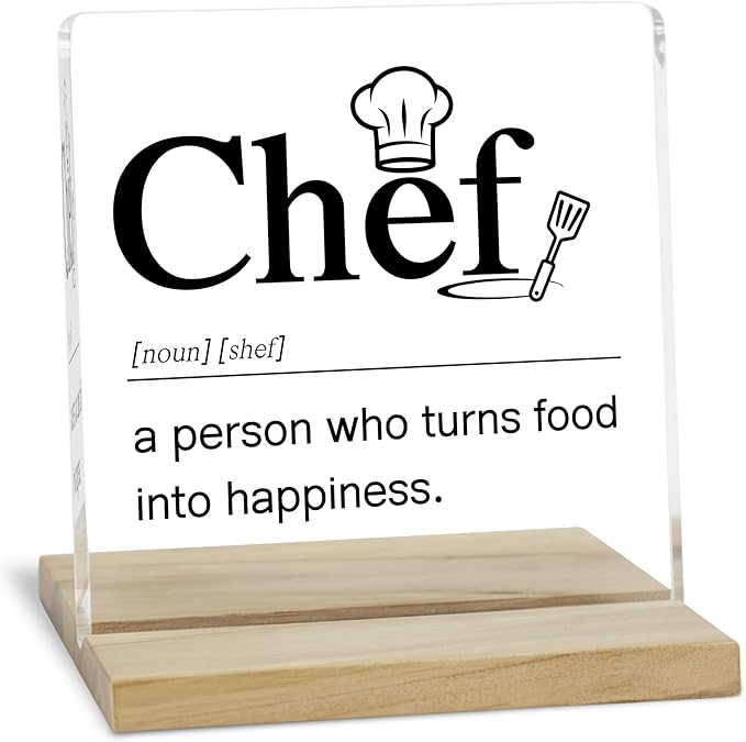 Chef Gift for Men Desk Decor Sign, Chef Appreciation Acrylic Plaque Gifts for Coworker