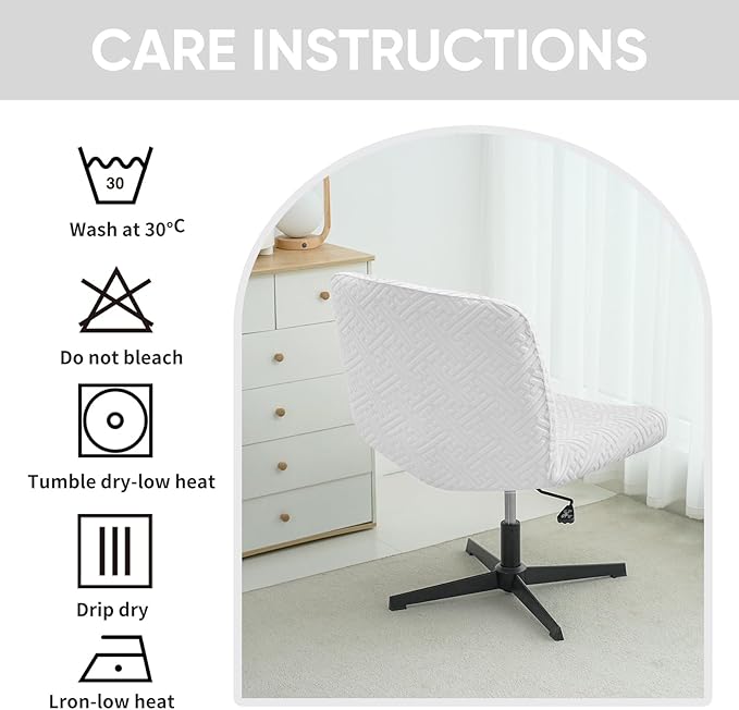 Lavish Cover Water Resistant Criss Cross Office Chair Cover - Armless, Wide, Comfy, Protects Chair Stains and Wear (Jacquard: White, Just the Cover, No Chair)