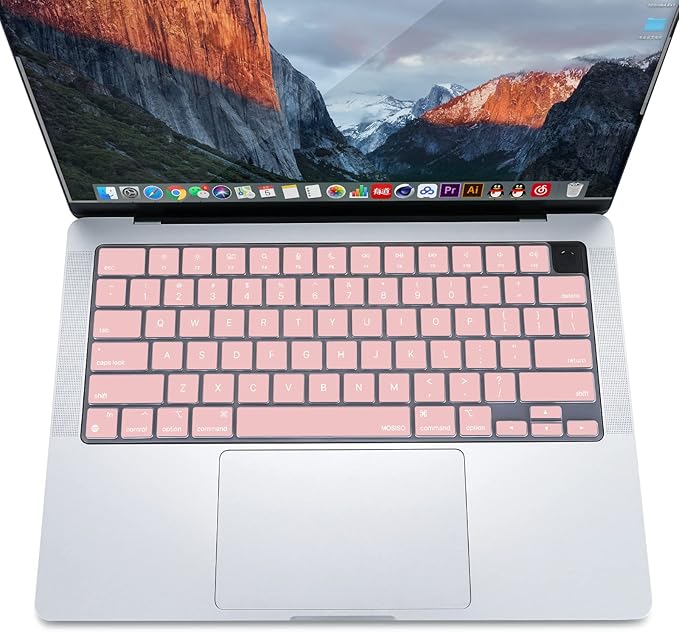 MOSISO Keyboard Cover Skin Compatible with MacBook Air 15 inch M3 A3114 M2 A2941/Air 13.6 A3113 A2681/Pro 14/16 M4 M3 M2 M1, Rose Quartz