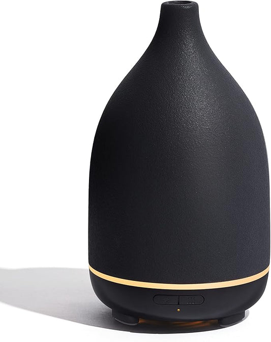 InnoGear Oil Diffuser, 150ML Ceramic Diffuser for Essential Oils Handcrafted Aromatherapy Diffuser Mother's Gift Ultrasonic Cool Mist Humidifier with 2 Mist Modes Waterless Auto Off for Home, Black
