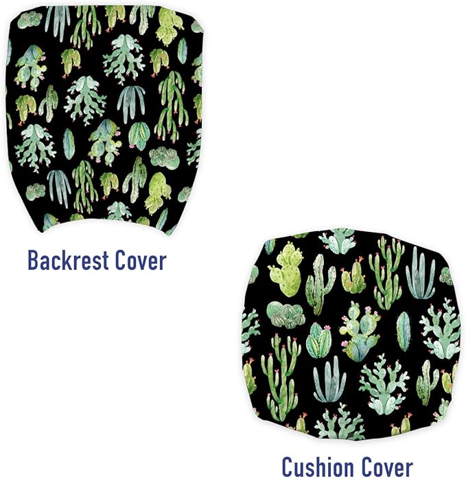 Ambesonne Cactus Spring Flower Office Chair Slipcover, Composition of Various Succulent Types Blossoming Botany, Protective Stretch Decorative Fabric Cover, Standard Size, Charcoal Grey
