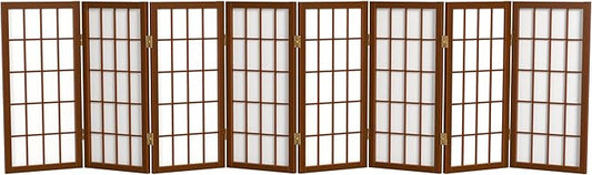 2 ft. Short Desktop Window Pane Shoji Screen - Walnut - 8 Panels