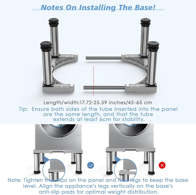 Mini Fridge Stand with 4 Strong Feet Washing Machine Stand Base 9.8"-11" Height Adjustable Universal Stand Base for Portable Refrigerator Dryer Stand Laundry Pedestal for 17.7"-25.6" Appliance, White
