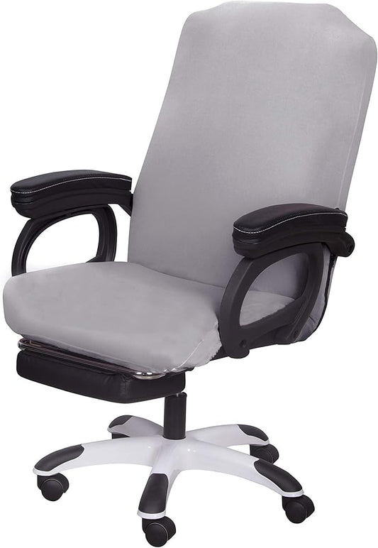 SARAFLORA Office Chair Cover- Medium, Silver Grey- Removable Computer Chair Cover for Office Chair with Zipper for Universal Rotating Chair Desk Chair Cover Chair Seat Washable Protector for Pets