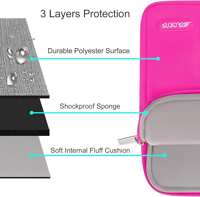 MOSISO Laptop Case 16 inch, 15-15.6 inch Laptop Sleeve Compatible with MacBook Pro 16 M5 M4 M3 M2 M1, HP Acer Dell Lenovo ASUS, Polyester Vertical Computer Sleeve Bag with Pocket, Bright Rose