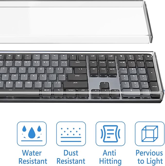 Geekria Full Size Keyboard Dust Cover, Clear Acrylic Keypads Cover for 104 Keys Computer Mechanical Keyboard, Compatible with Logitech MX Mechanical