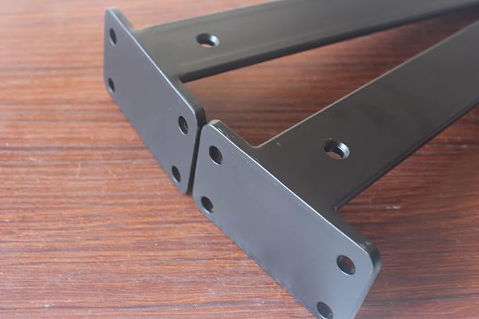 4 Pack - 6 inch Black Hidden L Shelf Bracket (1/5 Inch Thicked) Iron Floating Shelf Brackets Rustic Industrial Metal Brackets for Shelf Support