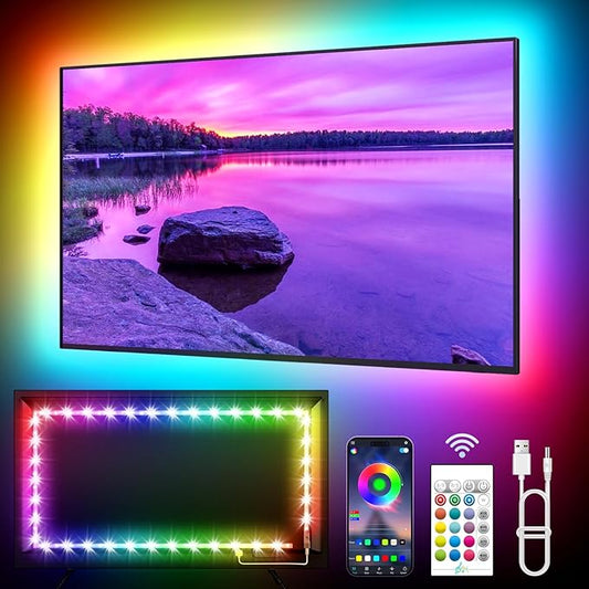 KANTUTOE LED Lights for TV, 19.68ft LED Backlights for 65-80in TV, RGB TV Backlight with Music Sync Bluetooth APP and Remote Control TV Lights Strip USB Powered LED Lights for Bedroom, Gaming
