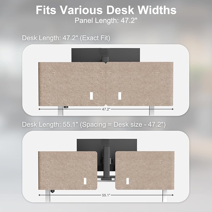 Desk Privacy Panel,2PCS L-Shaped Clamp-On Office Desk Divider,2-in-1 Adjustable Acoustic Desktop Partition Or Under Desk Modesty Panel,for Office,Home,Felt(Dark Camel, 47.2" x 17.7")