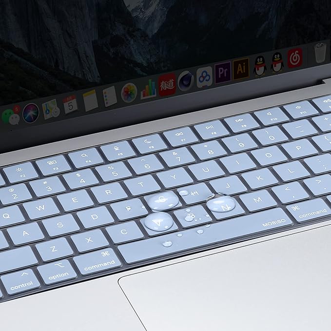 MOSISO Keyboard Cover Skin Compatible with MacBook Air 15 inch M3 A3114 M2 A2941/Air 13.6 A3113 A2681/Pro 14/16 M4 M3 M2 M1, Pastel Blue
