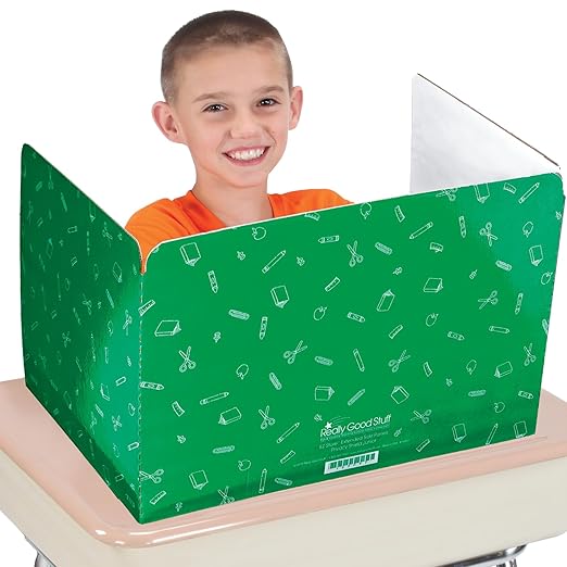 Really Good Stuff Standard Privacy Shields Set of 12, 3 Group Colors - Create a Distraction-Free Learning Environment - Glossy Finish - Ideal for Student Desks - Desk Dividers