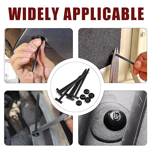 100 Pack Nylon Universal Cable Tie Buckle Zip Tie, Heavy Duty Self-Locking Push Pin with Button Fixion Tools, UV Resistant Plastic Rivet Fasteners for Car Auto Repair (Fender, Bumper, Trunk Liner)