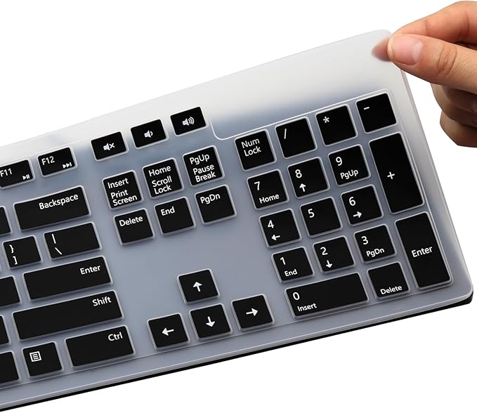 Keyboard Cover for Dell KM636 Wireless Keyboard & Dell KB216 Wired Keyboard & Dell Optiplex 5250 3050 3240 5460 7450 7050 & Dell Inspiron AIO 3475/3477/3670 All-in one Desktop Keyboard Skin-Black