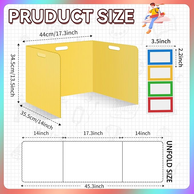 12 Pcs Desk Dividers for Students Classroom Plastic Privacy Folders Colored Test Dividers for Students Desks Trifold Privacy Panel Partitions for School Teacher Supplies(Multicolor)