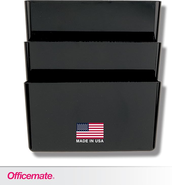 Officemate Letter Size Wall File, Recycled, Black (26092), 14.5" x 13" x 4.1", Set of 3