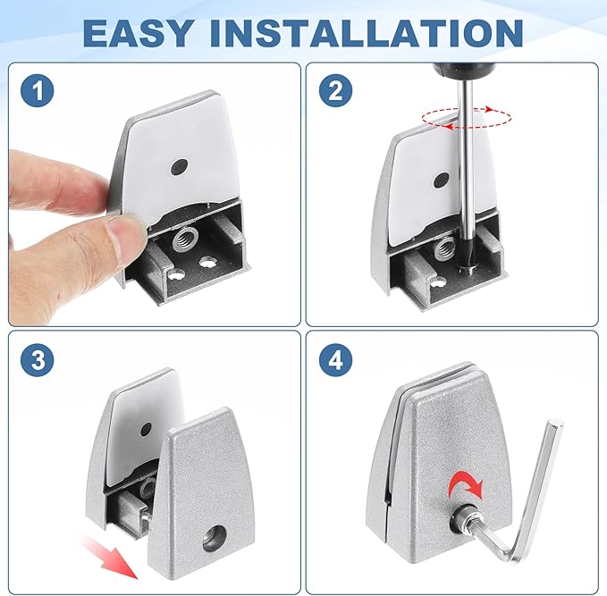 PATIKIL 20 Pcs Office Desk Partition Support Bracket, Aluminum Alloy Sneeze Guard Support Clamps Desktop Divider Clips for Offices Stores Counter Privacy Panel, Black