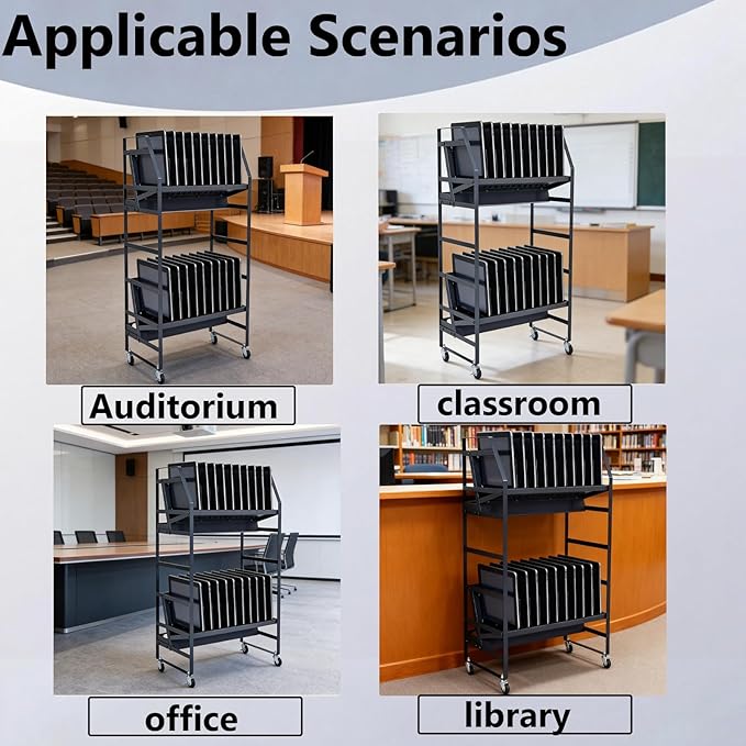 20 Slot Laptop Charging Cart Mobile Open Storage Rack with 4 Removable Wheels, Fits Laptops, Tablets, Ipads for Classrooms, Libraries, Office Desks