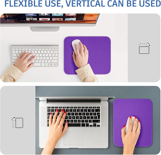Purple Mouse Pad, Nice and Cute Mouse Pad, Splash-Proof Textured 10.2 x 8.2Inch, Stitched Edge Non-Slip Waterproof Rubber Mouse Pad