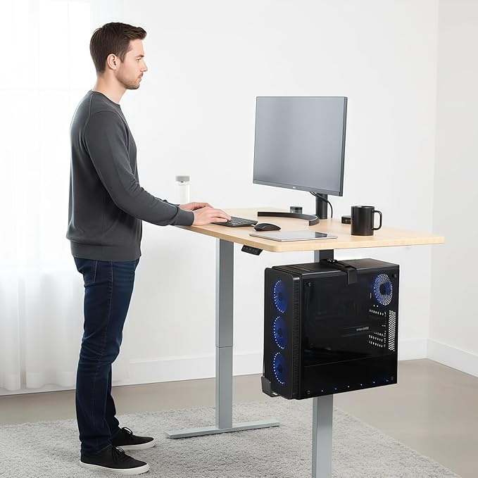 Under Desk Leg PC Mount,Adjustable Height and Width,CPU Holder Under Desk Table Beam PC Mount Bracket Computer Tower Wall and Under Counter Holder