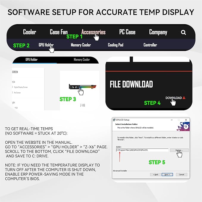 ARGB GPU Support Bracket with CPU & GPU Temp Display, Universal Graphics Card Support, Multi Angle Adjustable GPU Sag Bracket for Video Cards, GPU Stand Built-in 5V3PIN Addressable RGB Strip