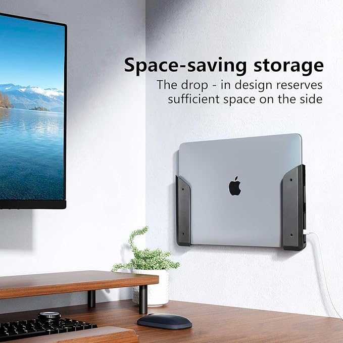 Under desk laptop mount,soft-protected edges, double-sided tape, 10 minutes install with this. Pair with our under desk laptop holder to hide laptop, router&cables ,keeping your desk clutter-free
