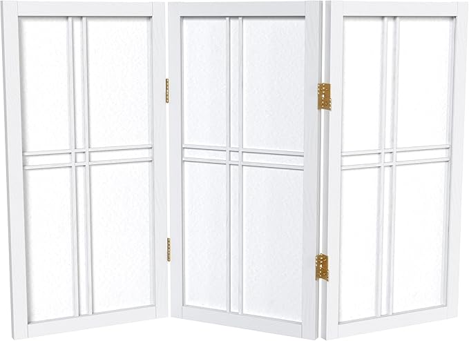 2 ft. Short Desktop Double Cross Shoji Screen - White - 3 Panels
