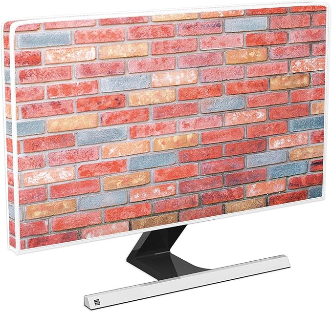 Pink Orange Brick Wall Waterproof Television Covers 80 Inch Weatherproof Dust-Proof Screen TV Cover Anti-Static Anti-Scratch Protective Cover for LCD LED Desktop and Home Hanging TV