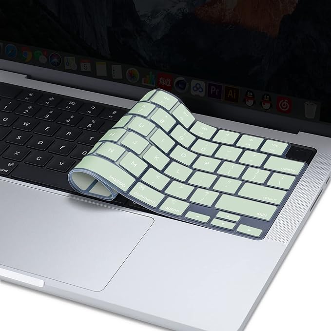 MOSISO Keyboard Cover Skin Compatible with MacBook Air 15 inch M3 A3114 M2 A2941/Air 13.6 A3113 A2681/Pro 14/16 M4 M3 M2 M1, Honeydew Green
