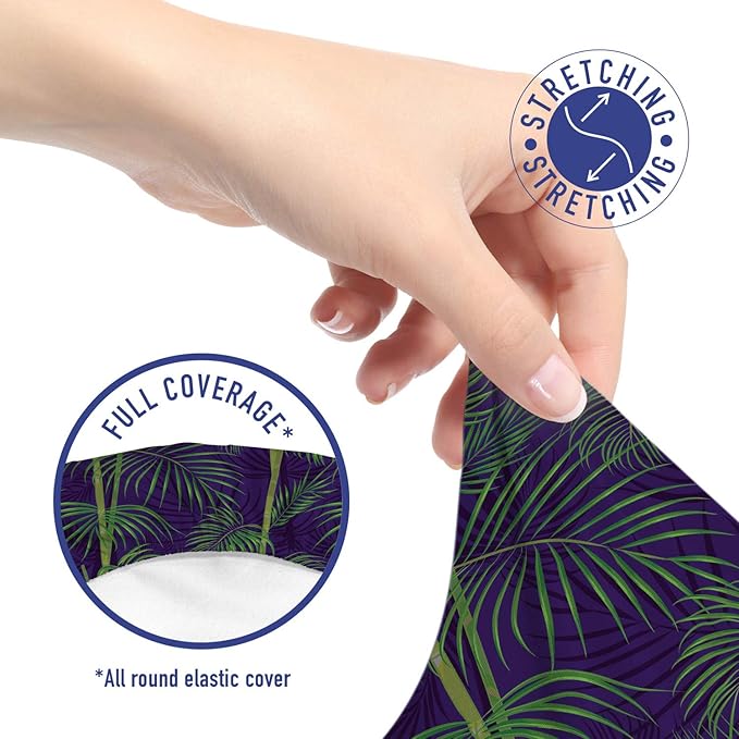 Ambesonne Hawaiian Office Chair Slipcover, Abstract Exotic Tropical Pattern Palm Branches and Leaves Summer Design, Protective Stretch Decorative Fabric Cover, Standard Size, Quartz Fern
