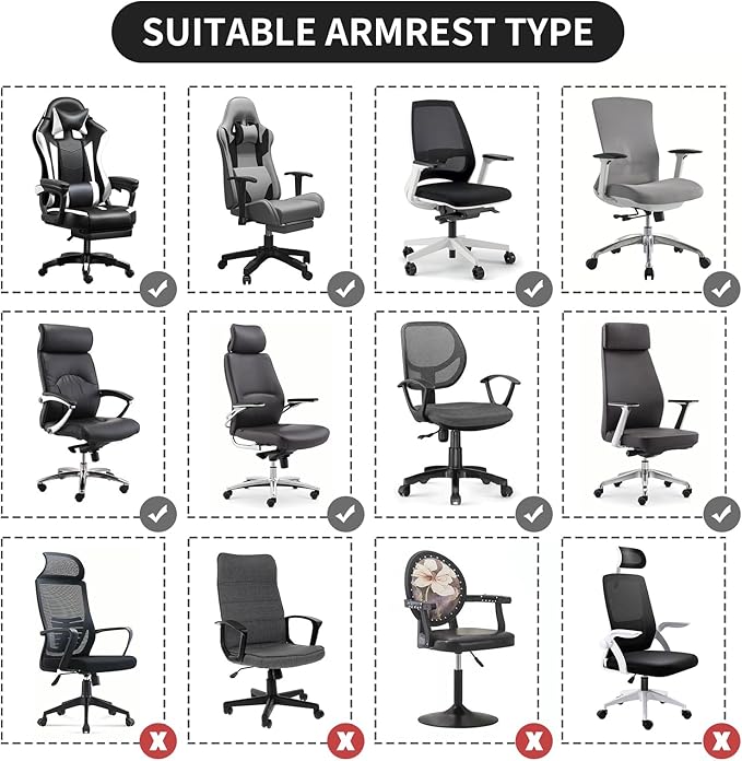 FORCHEER Desk Chair Arm Covers Brown Stretchable Water-Resistant Jacquard Office Chair Armrest Covers Set of 2 Washable-Dark Brown