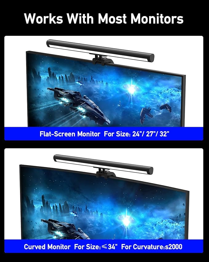 LED Monitor Lamp Screen Light Bar, Adjustable Monitor Light Bar with Clip Mount,for Computer Monitors and Home Office Settings