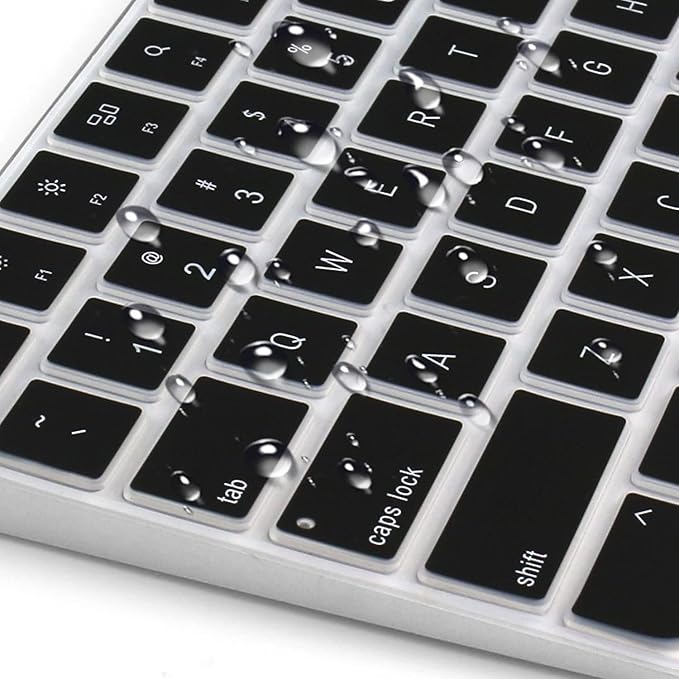 ProElife Ultra Thin Silicone Keyboard Cover Skin for 2023-2021 Magic Keyboard with Touch ID and Numeric Keypad Model-A2520 U.S Enter Protector (3 Keys ON The Left of The Space BAR) (Black)