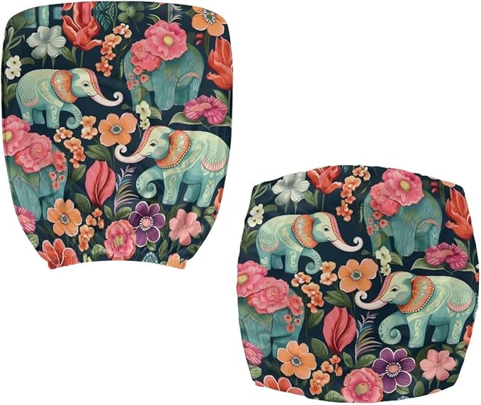 Floral Elephant Office Chair Covers Stretchable Office Chair Seat Cover 2 Piece Washable Gaming Chair Cover Universal Fit Most Wheelchairs,Computer Chairs,Gaming Chairs