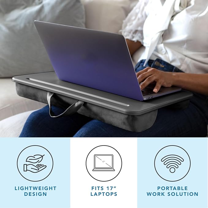 LAPGEAR Original Lap Desk – Fits Up to 17” Laptops – Charcoal – Style No. 45155