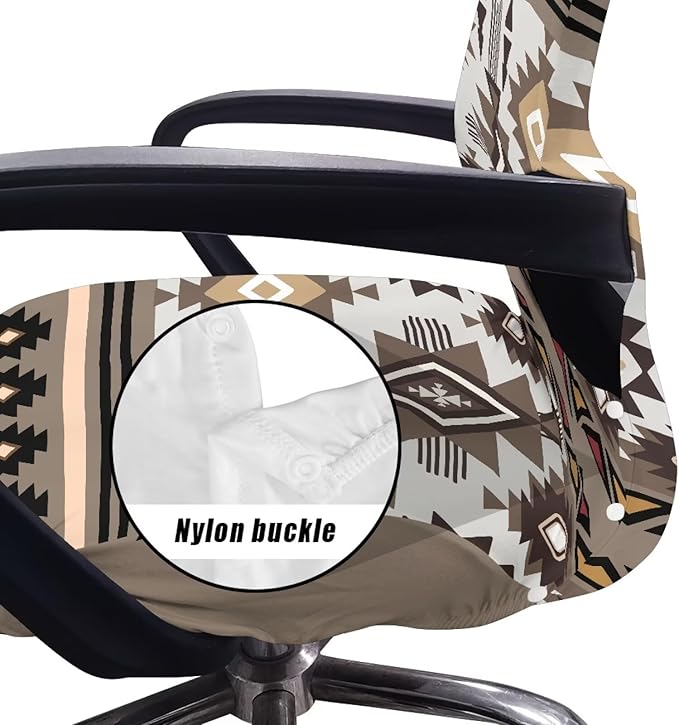 Talayituse Aztec Tribe Geometric Print Office Chair Covers, Stretch Computer Chair Cover, Universal Boss Chair Covers Modern Simplism Style High Back Chair Slipcover, Large